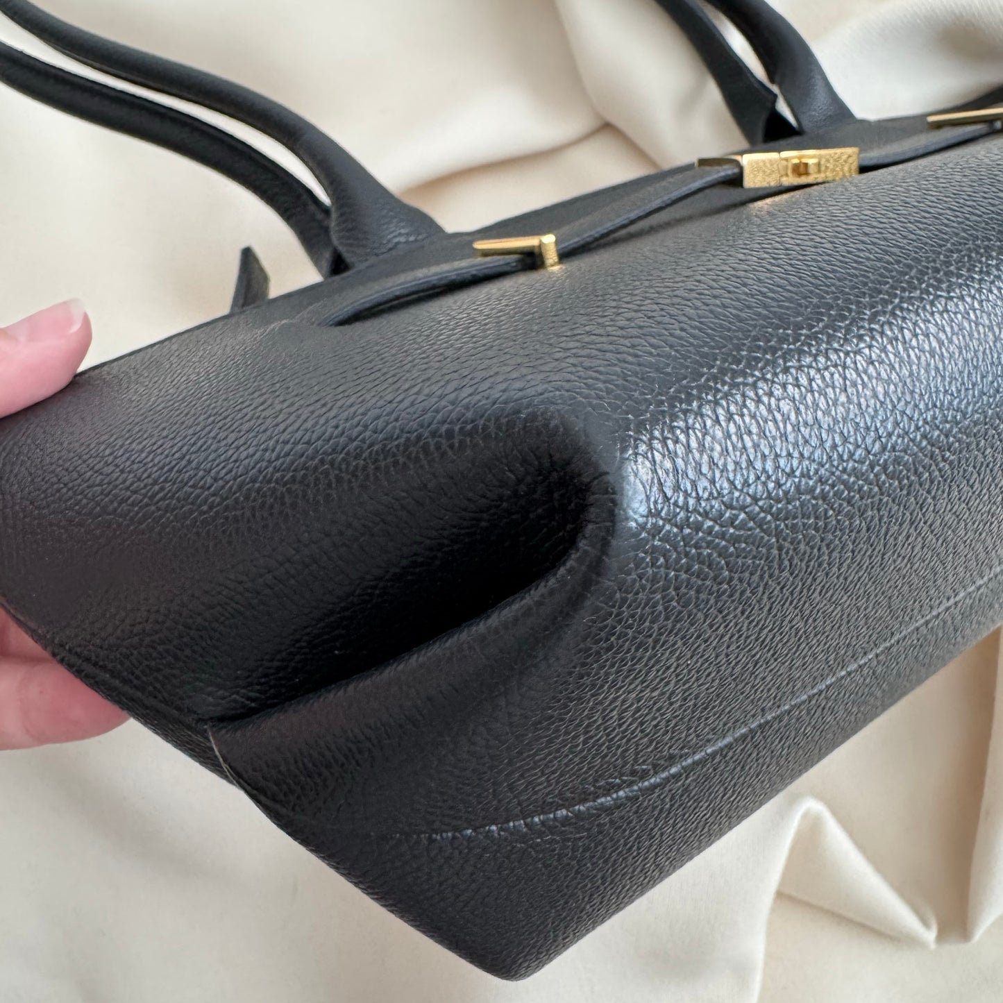 DeMellier "The New York" Shoulder Bag in Black Grained Leather