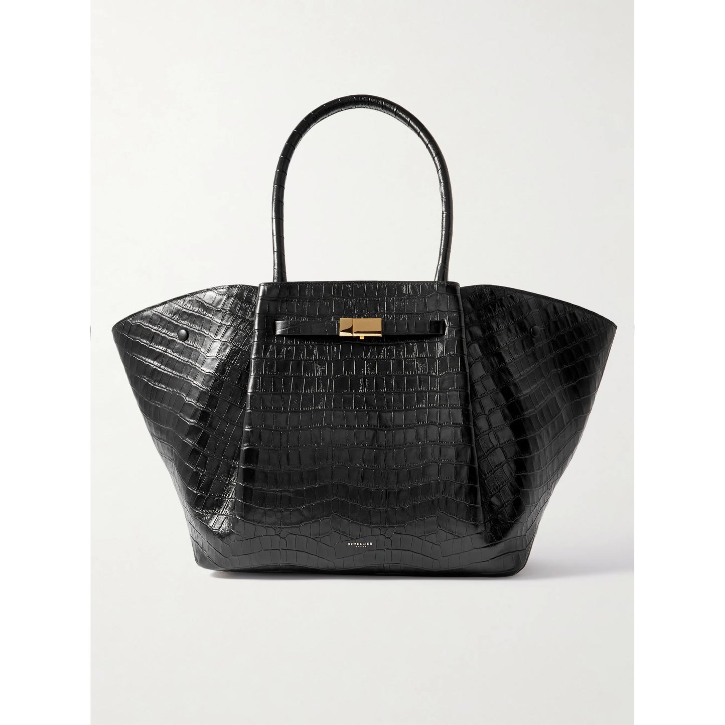 Demellier "New York" Tote in Black Croc