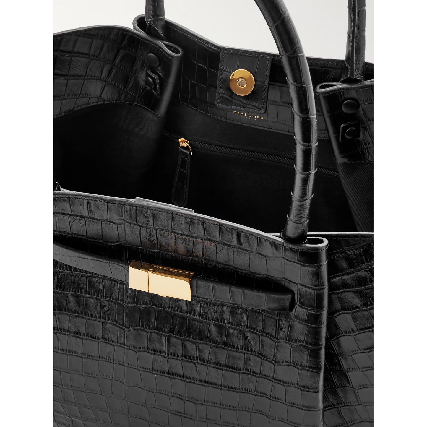 Demellier "New York" Tote in Black Croc