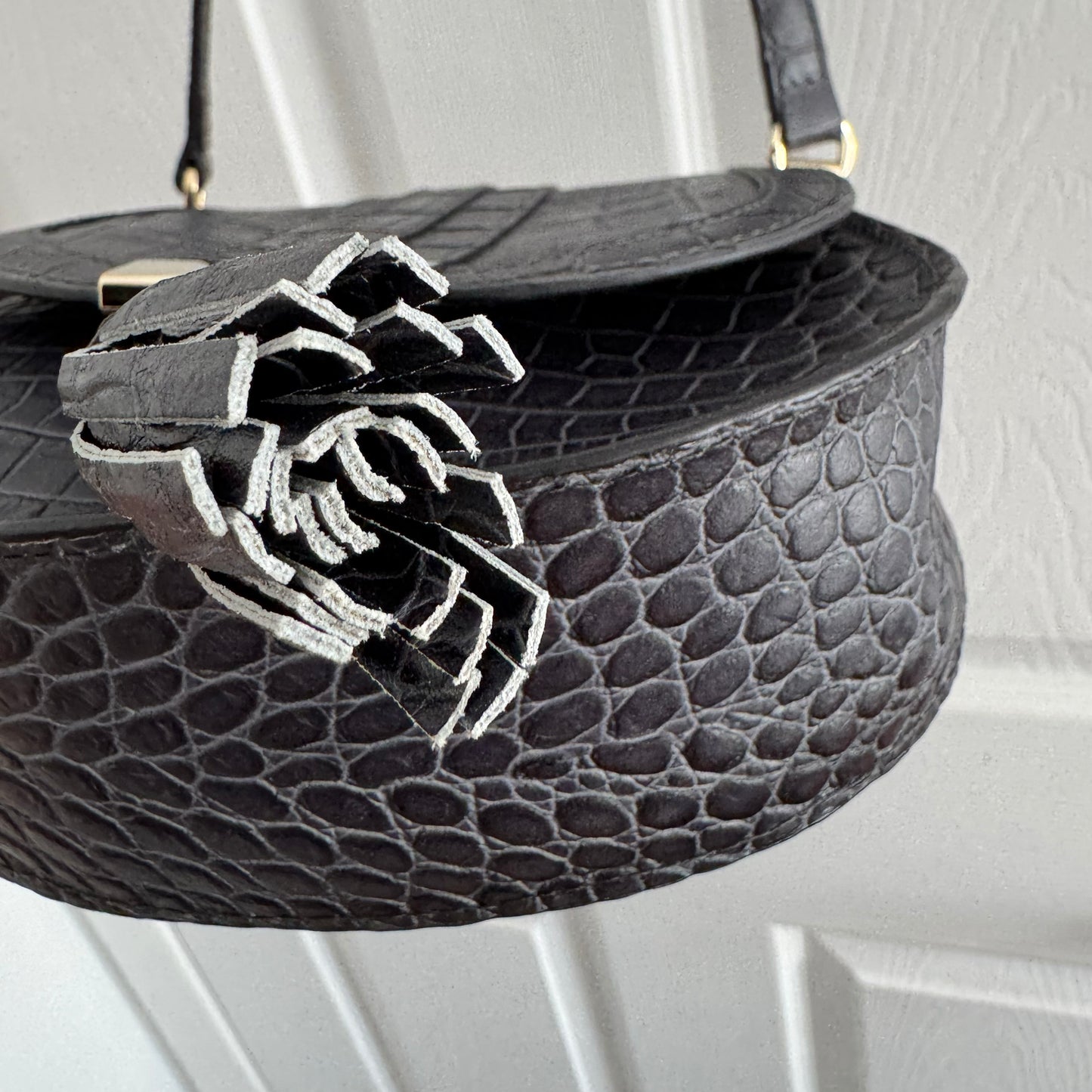 Demellier Nano "Venice" Bag in Grey Croc
