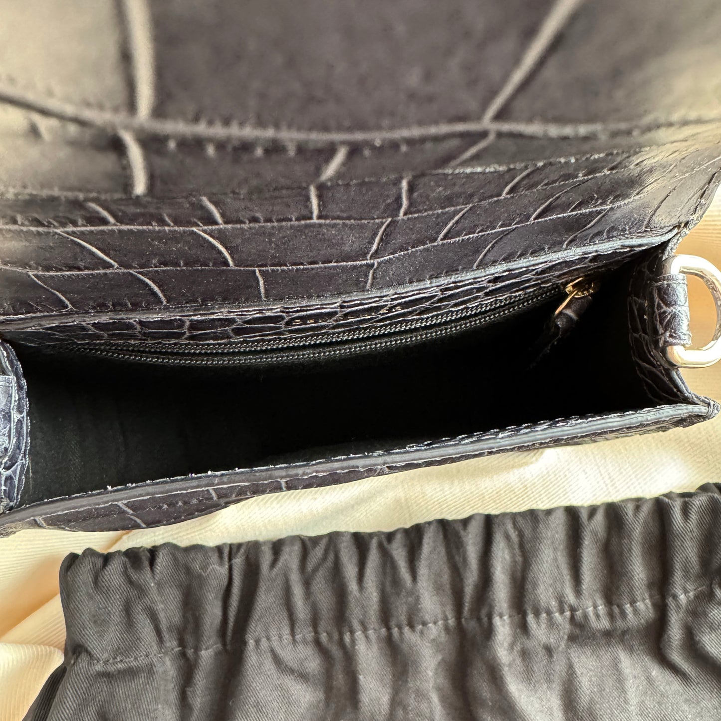 Demellier Nano "Venice" Bag in Grey Croc