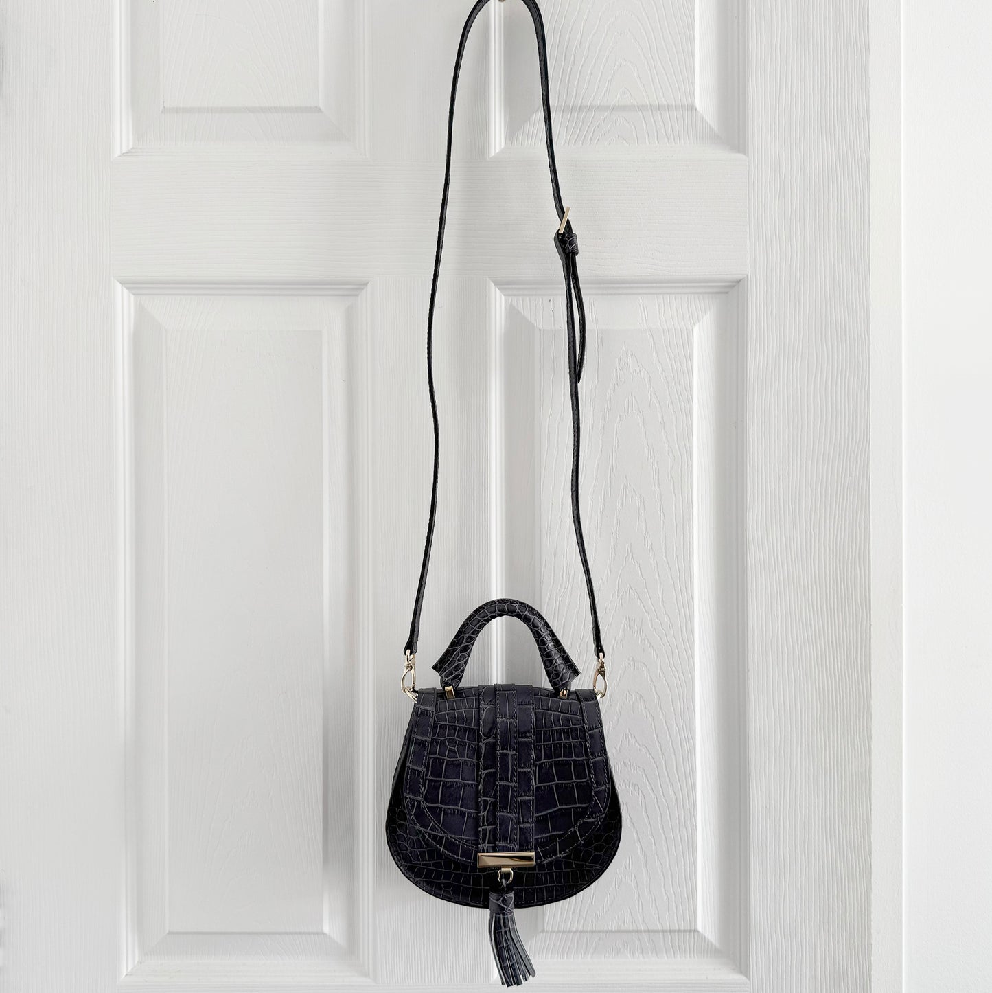 Demellier Nano "Venice" Bag in Grey Croc