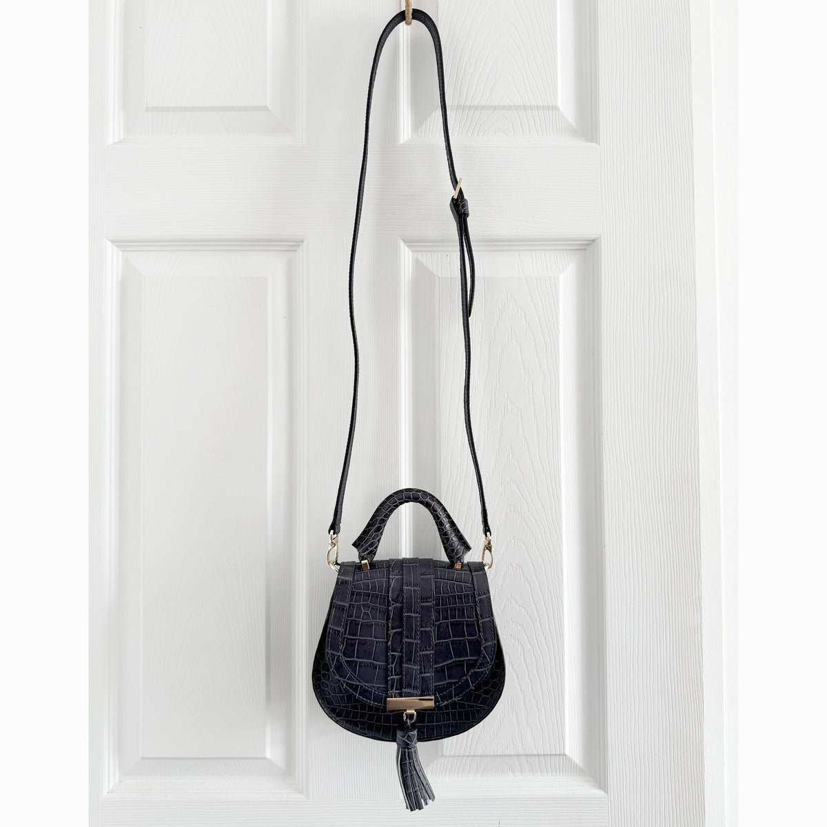 Demellier Nano "Venice" Bag in Grey Croc