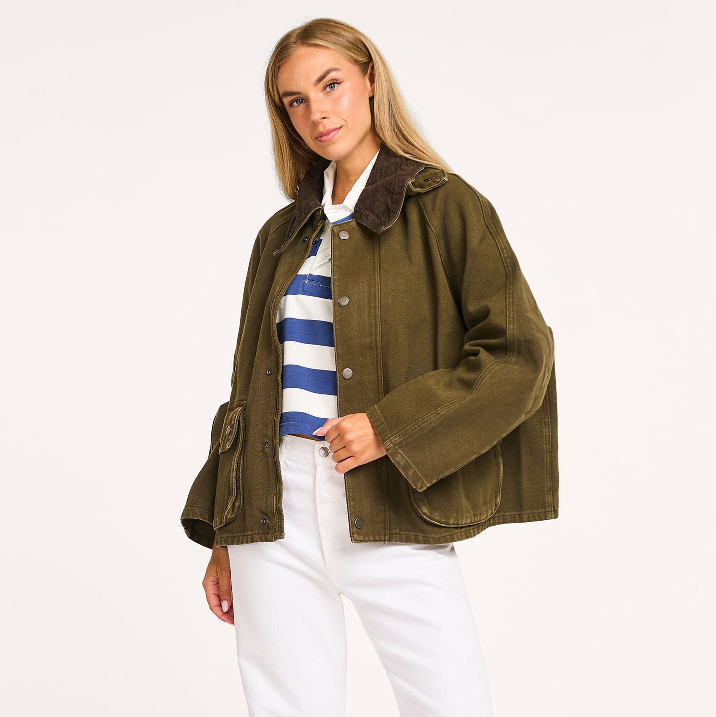 Denimist Oversize Field Jacket in Olive, size XXS (fits like XS)