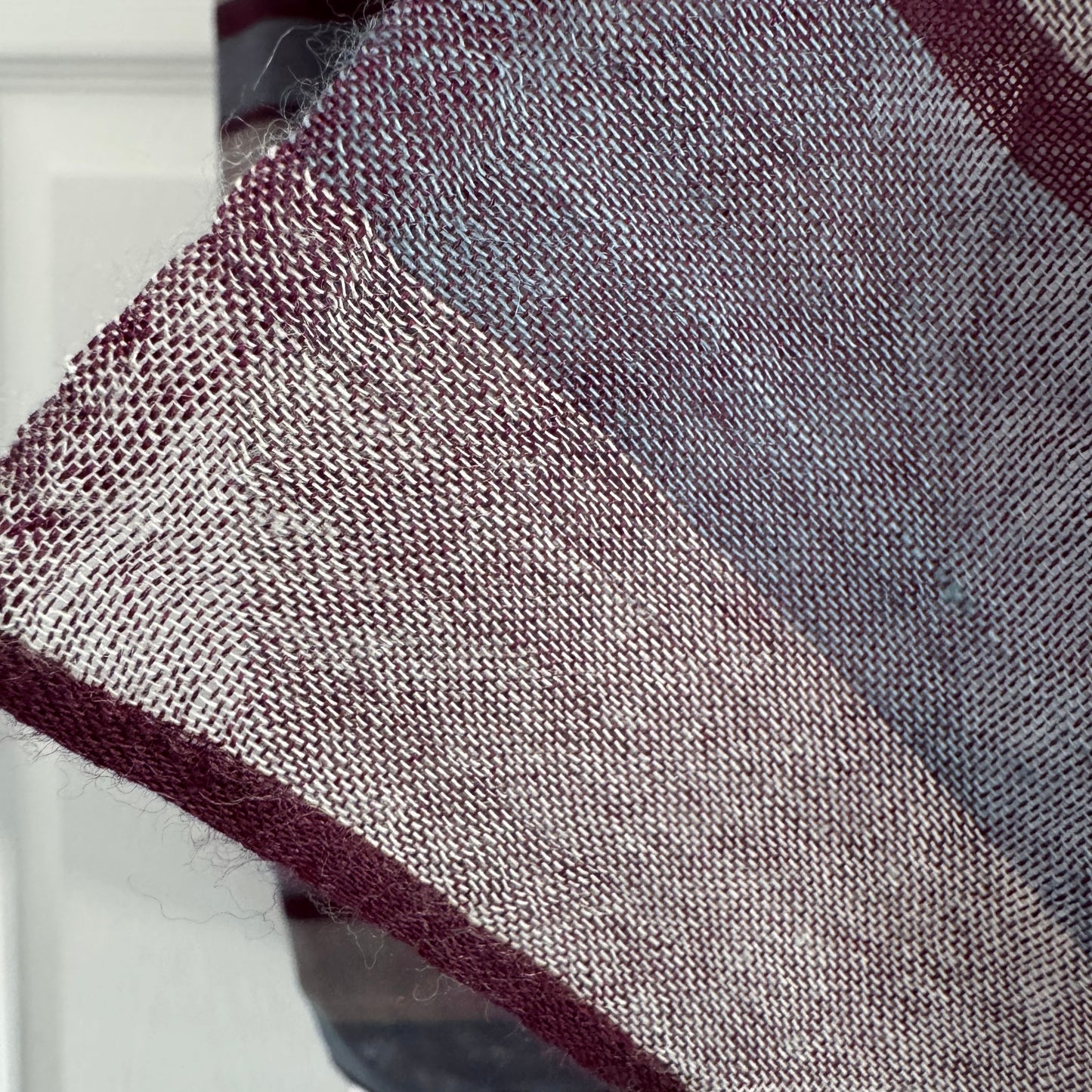 Denis Colomb "Simi" Striped Scarf in Dark Crush Violet/Pale Jade/Dark Jade