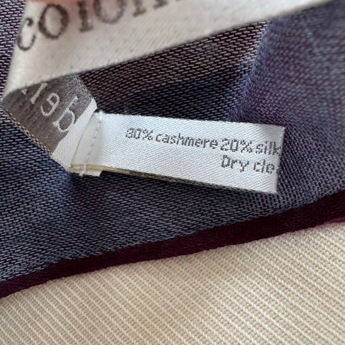 Denis Colomb "Simi" Striped Scarf in Dark Crush Violet/Pale Jade/Dark Jade