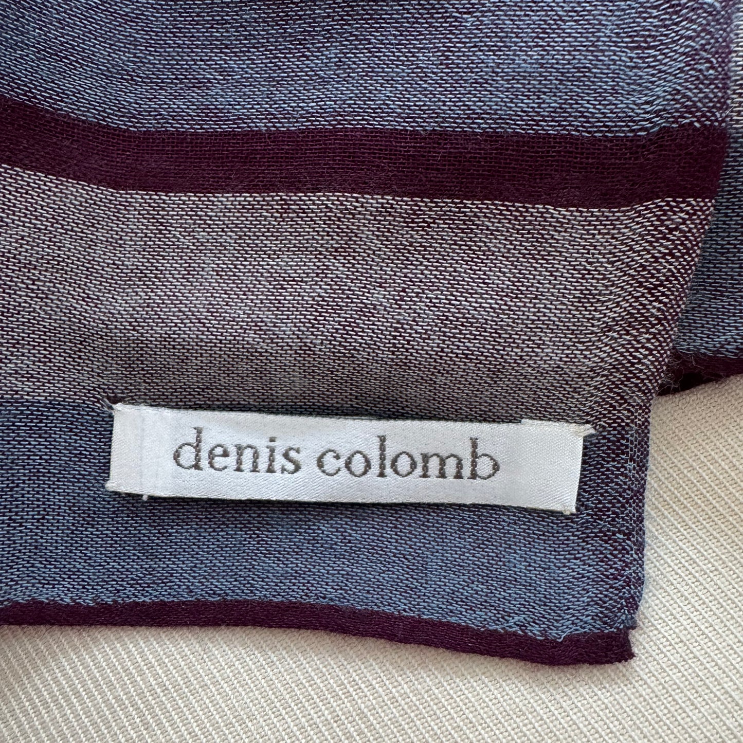 Denis Colomb "Simi" Striped Scarf in Dark Crush Violet/Pale Jade/Dark Jade