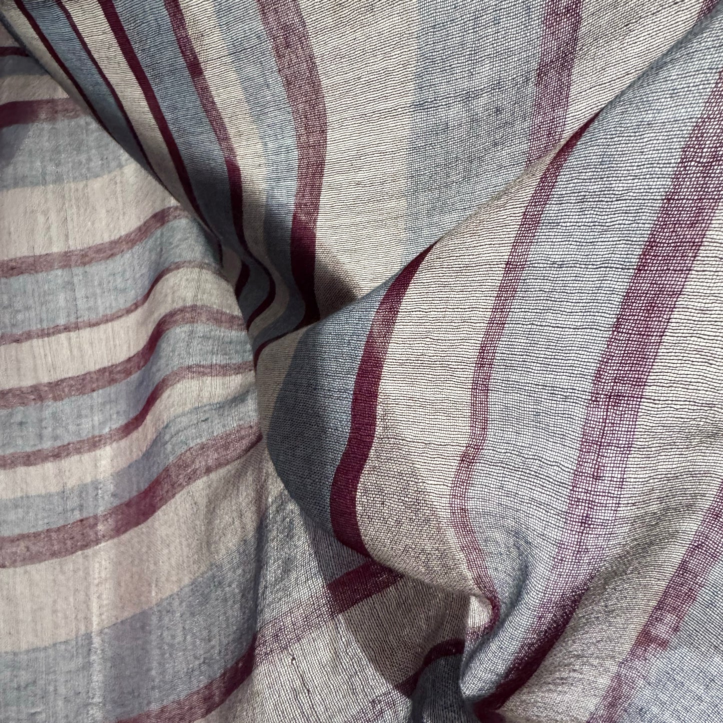 Denis Colomb "Simi" Striped Scarf in Dark Crush Violet/Pale Jade/Dark Jade