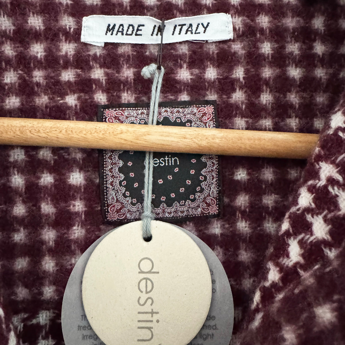 Destin "Anna" Flannel Shirt/Jacket in Burgundy Check, size XS