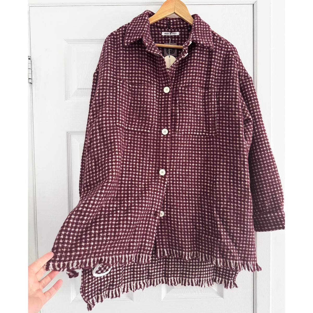 Destin "Anna" Flannel Shirt/Jacket in Burgundy Check, size XS
