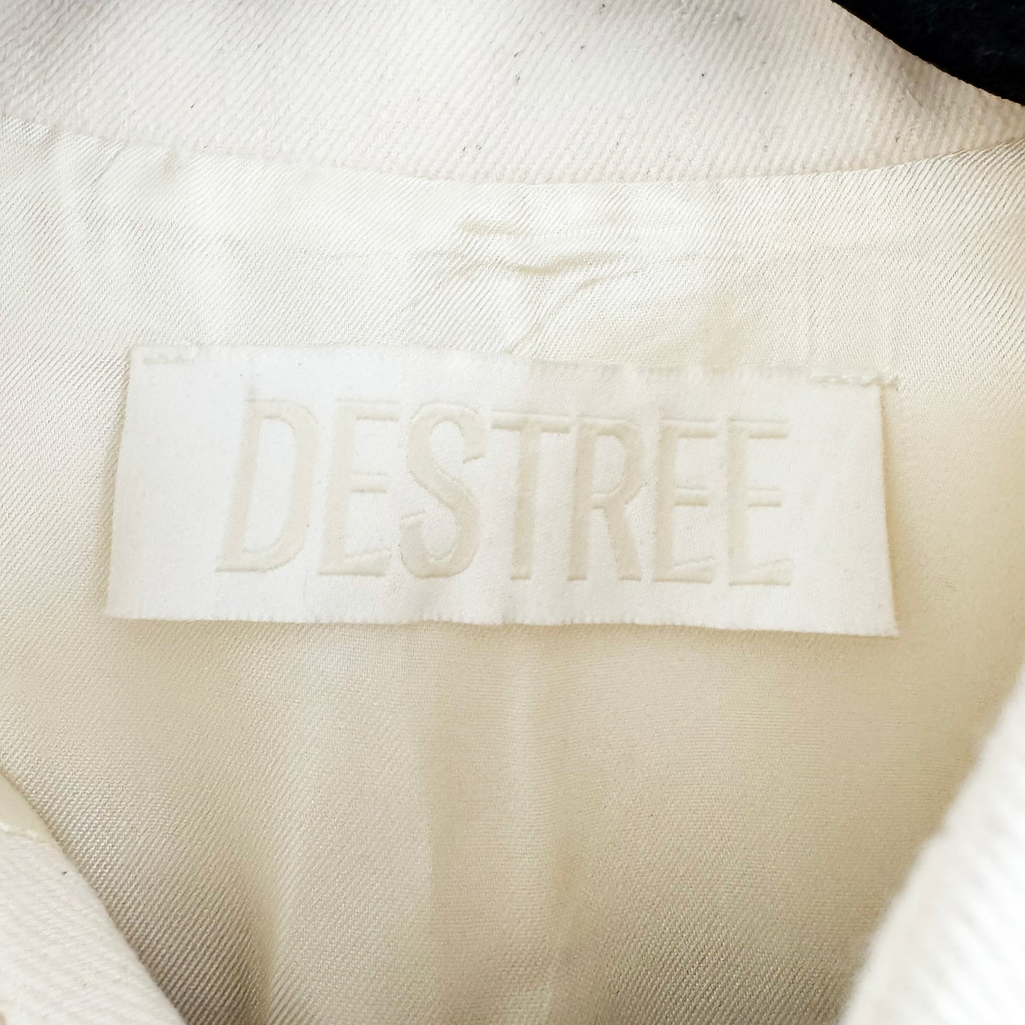Destree "Amoako" Denim Peplum Jacket in Ecru, Size Medium