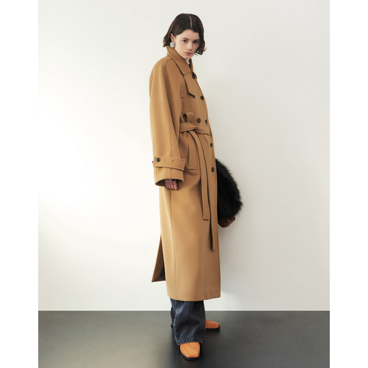 Gabriel Lee Double Breasted Coat in Camel, size Small