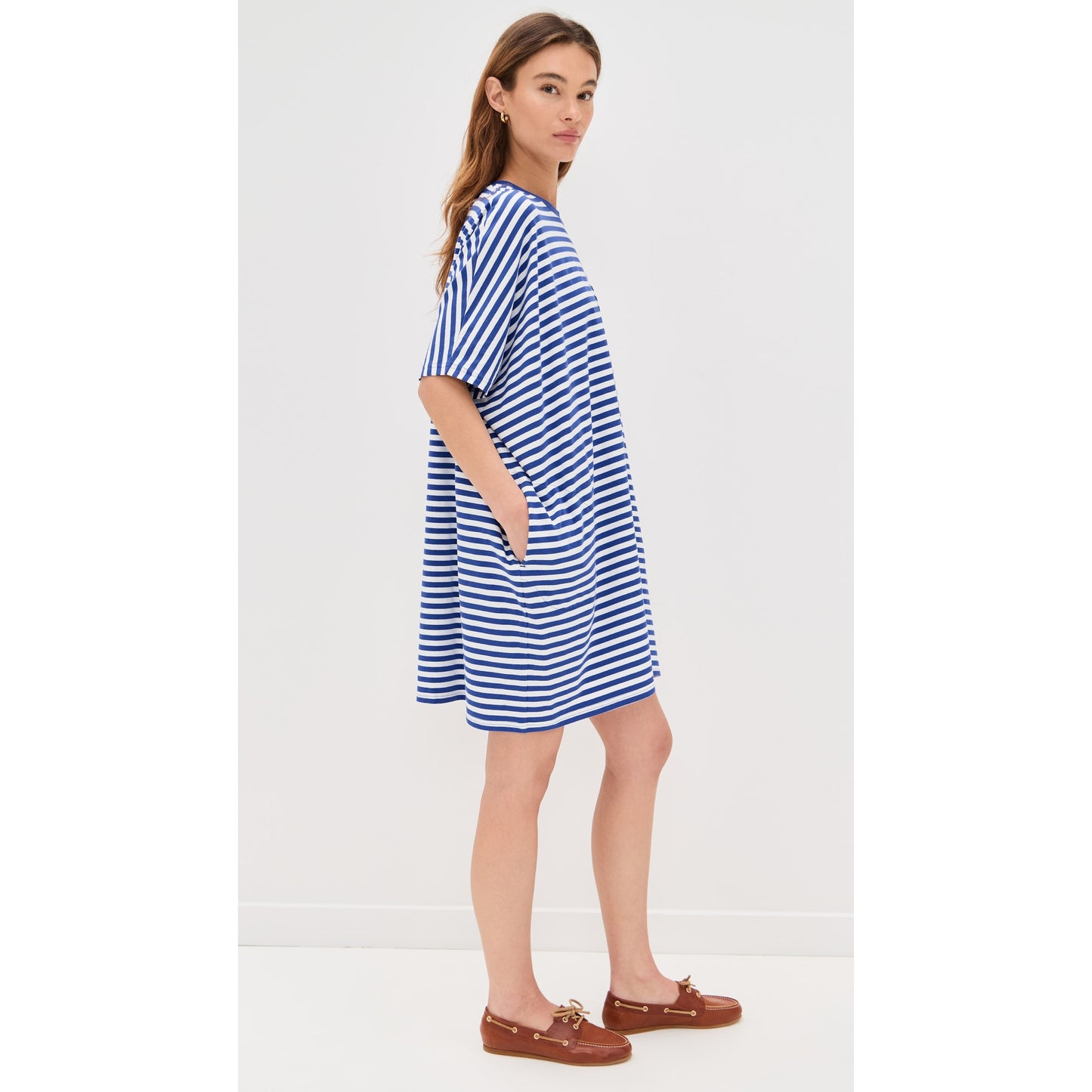 Denimist Striped Tee-Shirt Dress in Blue/White