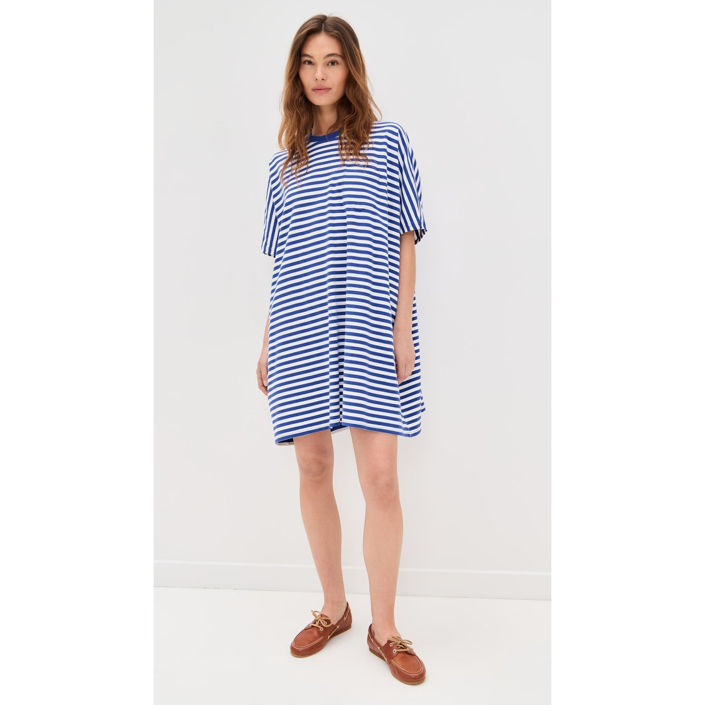 Denimist Striped Tee-Shirt Dress in Blue/White