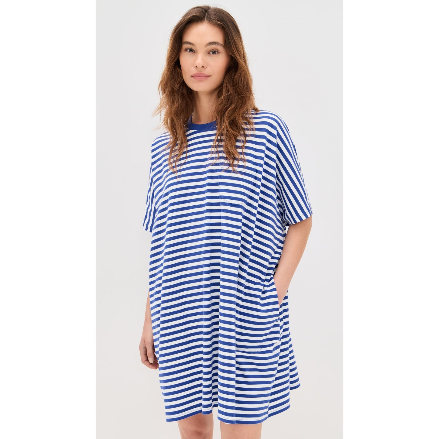 Denimist Striped Tee-Shirt Dress in Blue/White