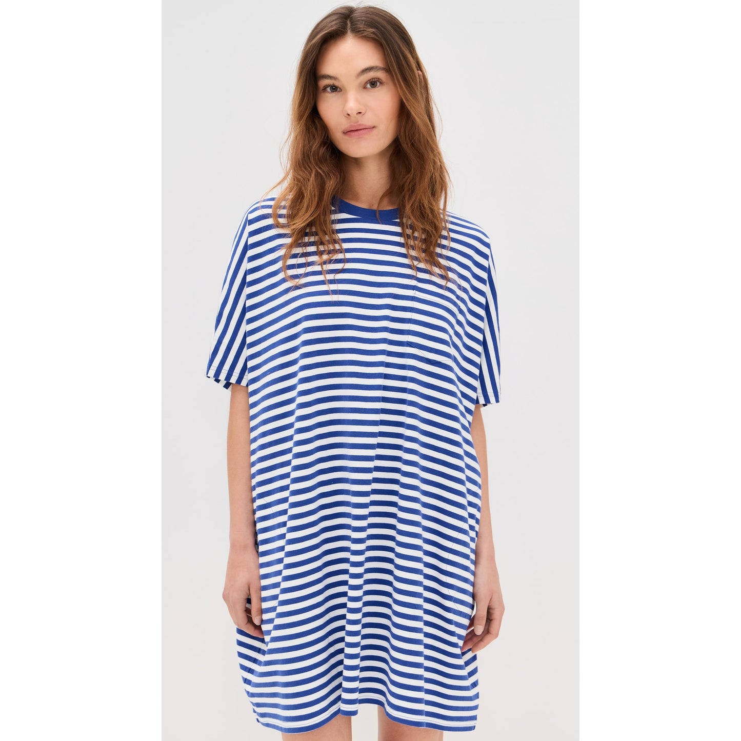 Denimist Striped Tee-Shirt Dress in Blue/White