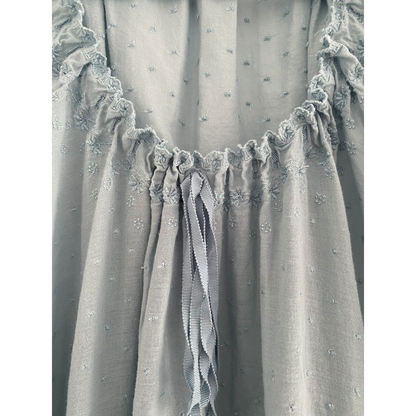 DOEN Blue Embroidered Cotton Gauze Nightgown, size XL