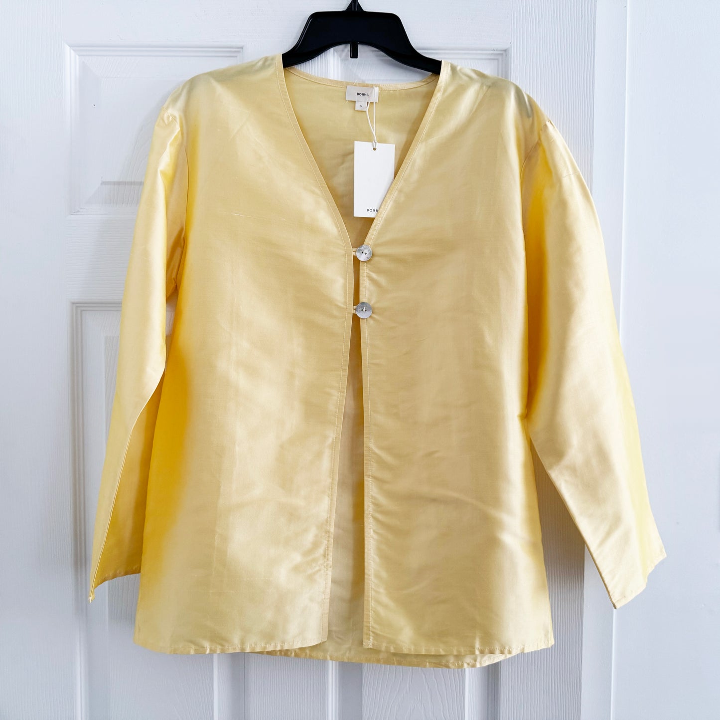 Donni Taffeta Split Top in "Butter" (Yellow), size Small
