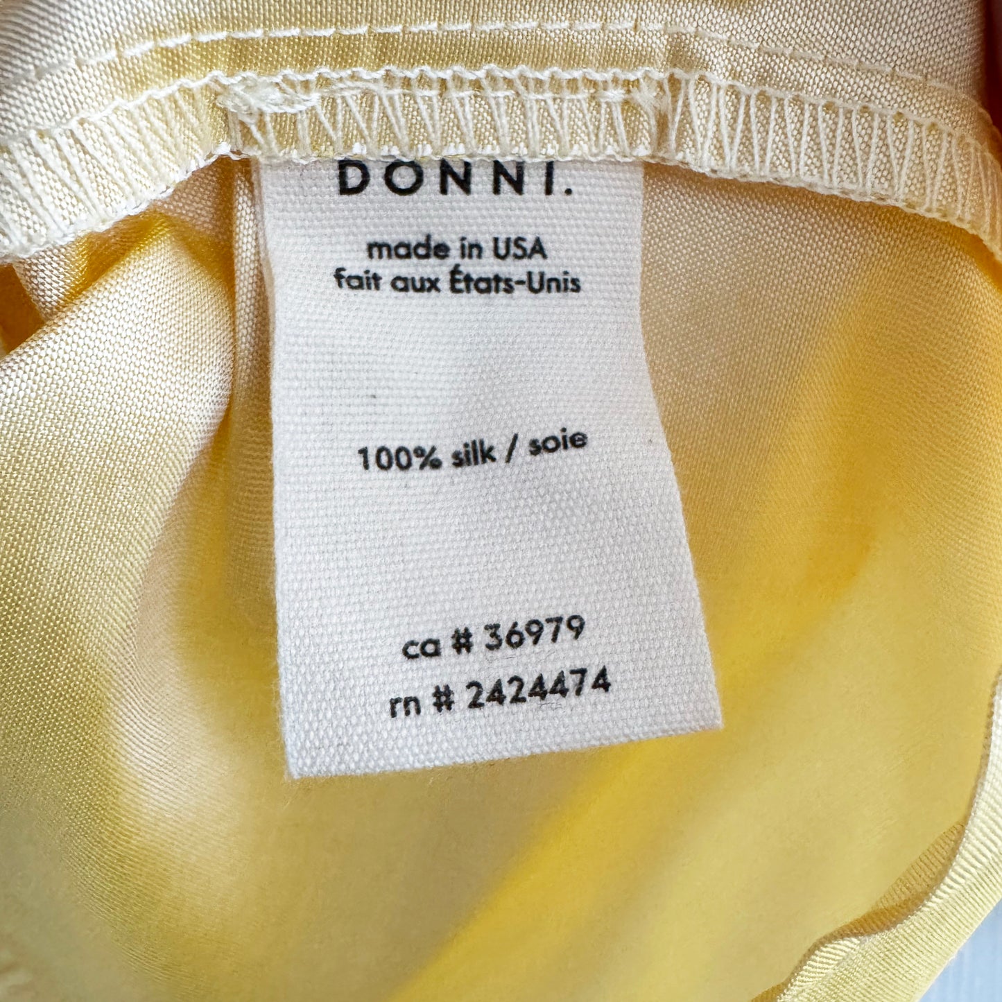 Donni Taffeta Split Top in "Butter" (Yellow), size Small