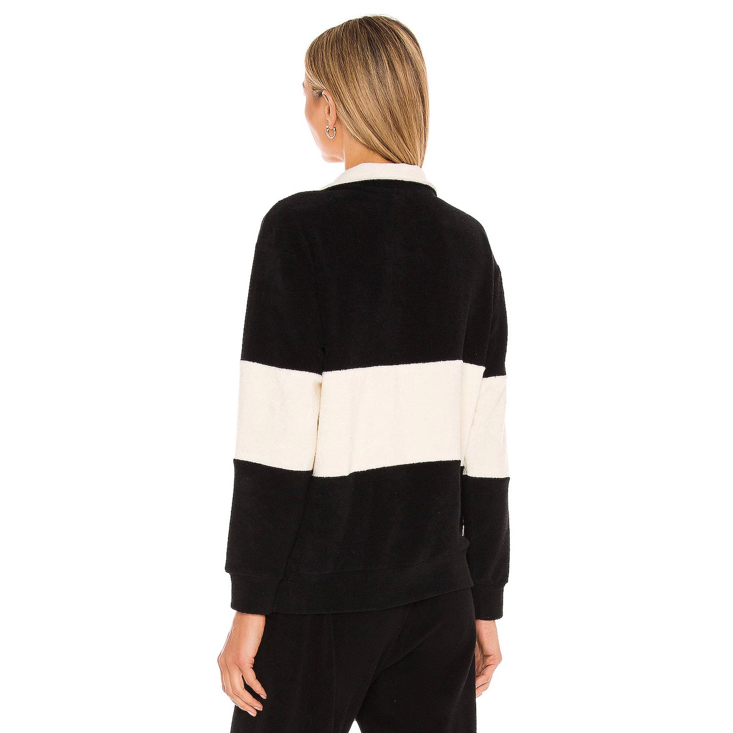 Donni Striped Velour Top in Black and Ivory, size Medium (fits S/M)