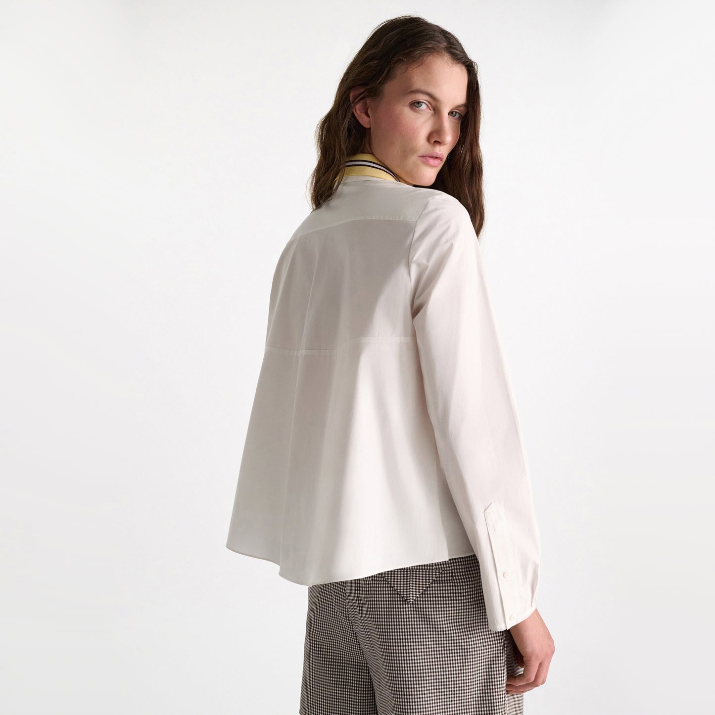Dorothee Schumacher Poplin Shirt with Knit Collar, size "2" (Size Small)