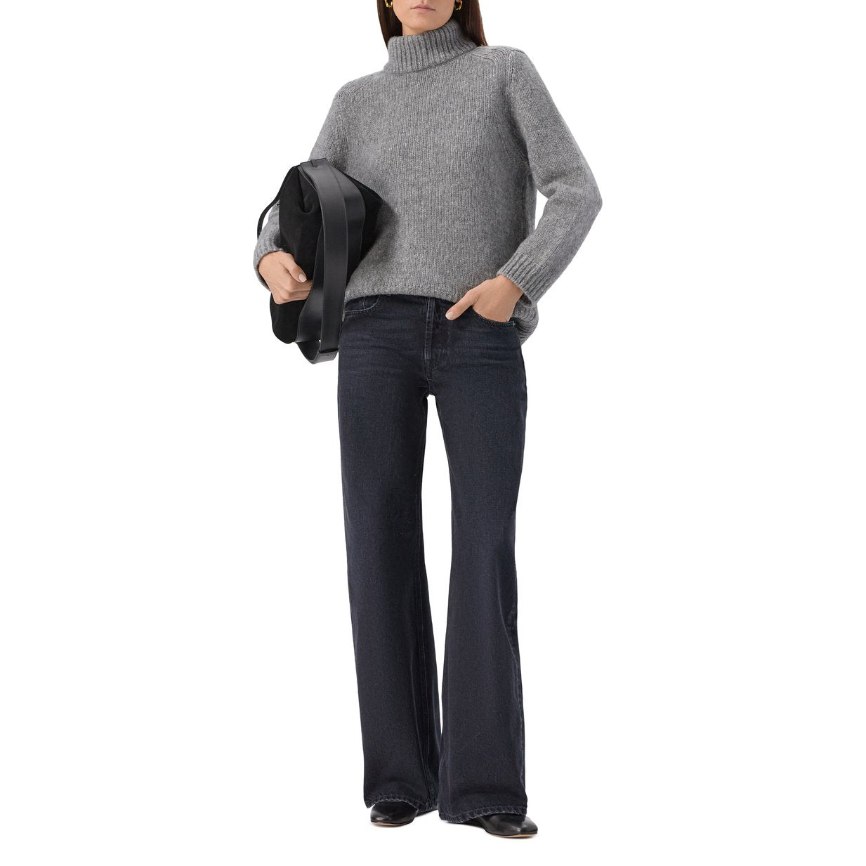 Dorothee Schumacher Alpaca Turtleneck Sweater in Grey, size "2" (Small)