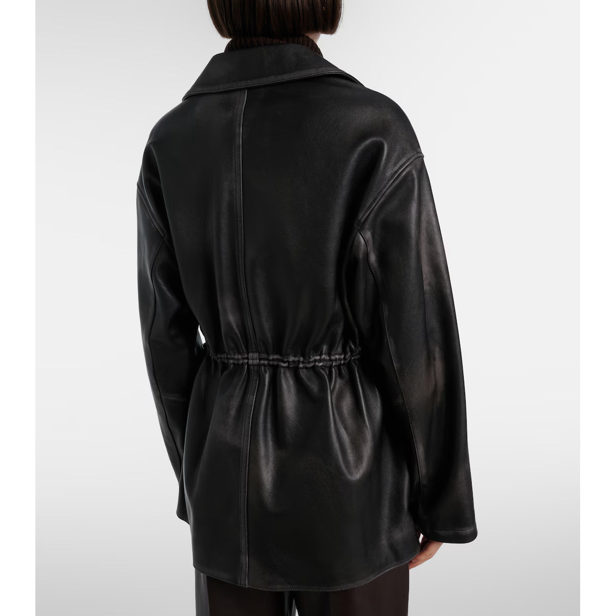 Dorothee Schumacher "Sleek Statement" Distressed Leather Jacket in Black, size "2" (Size Small)