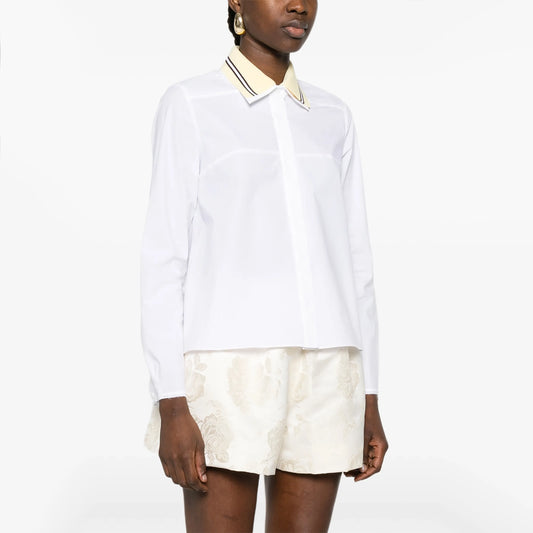 Dorothee Schumacher Poplin Shirt with Knit Collar, size "2" (Size Small)