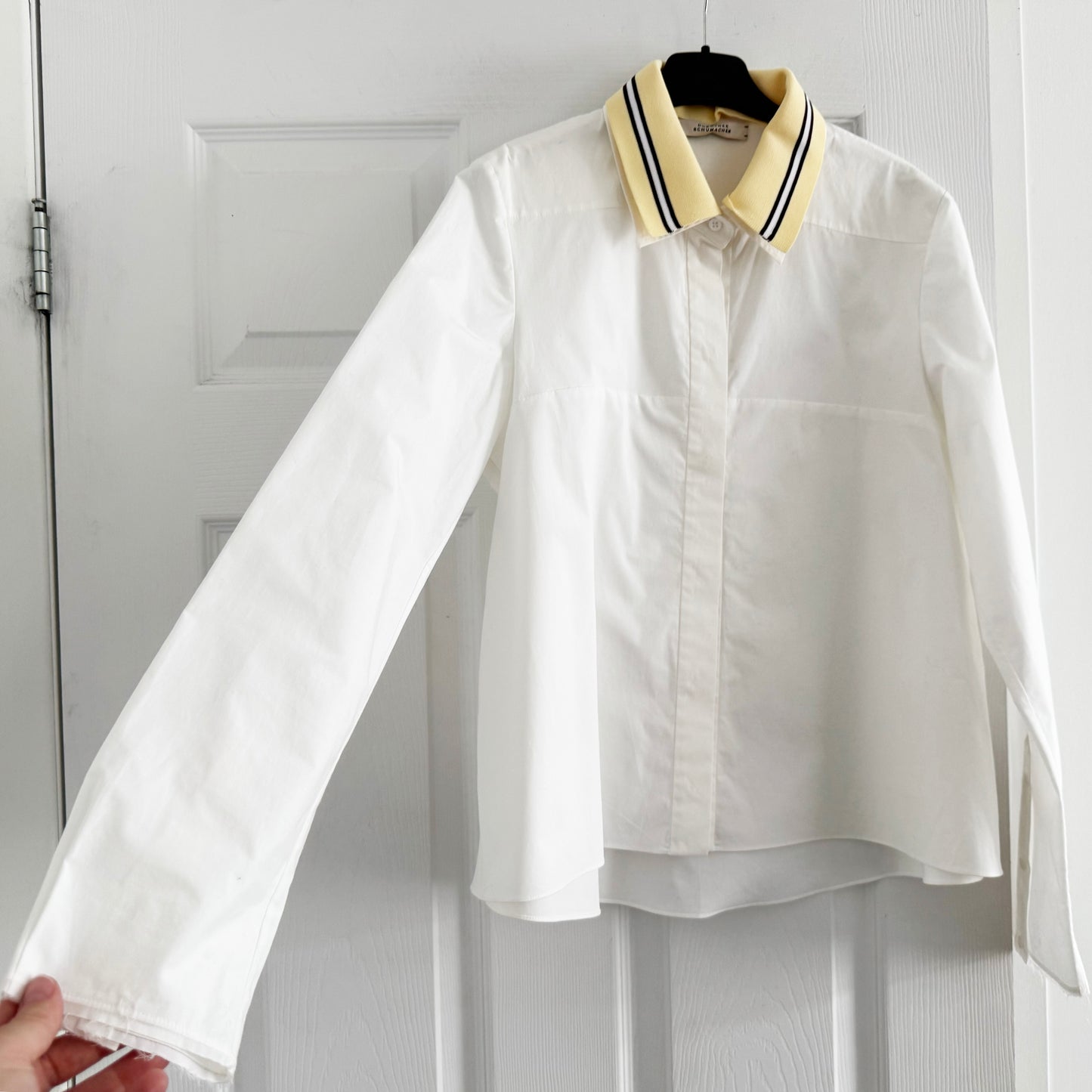Dorothee Schumacher Poplin Shirt with Knit Collar, size "2" (Size Small)