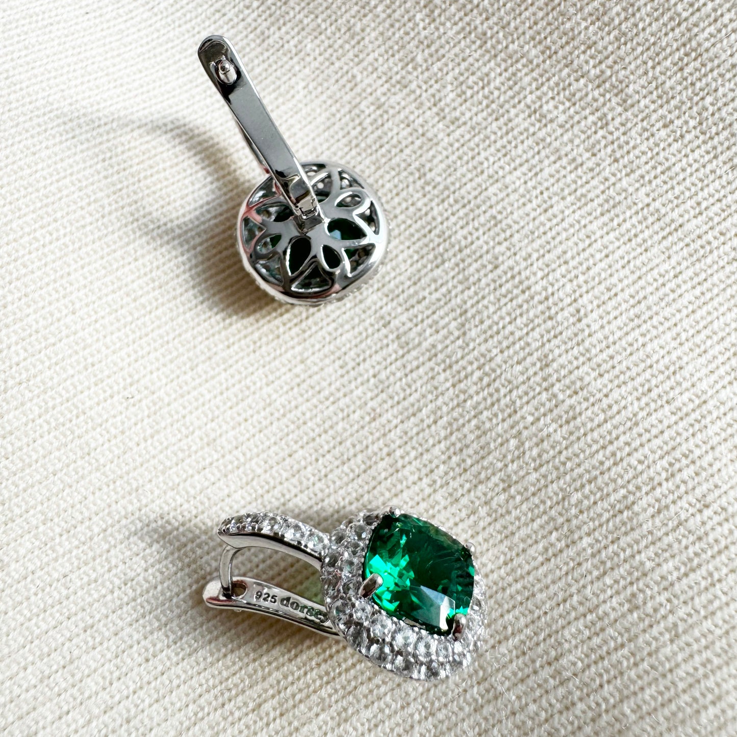 Dorsey "Moreau" Nano Crystal Emerald Earrings