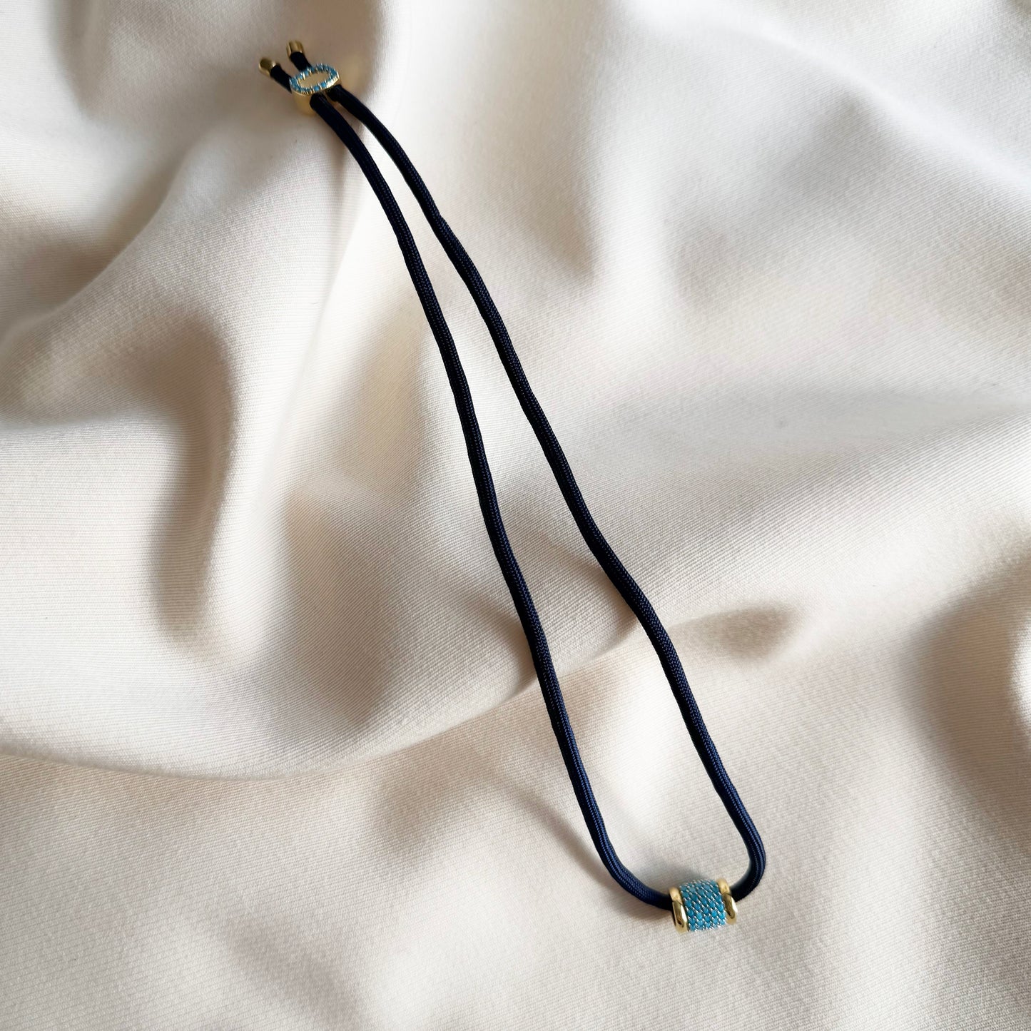 Dorsey Nano Turquoise and Diamond Paracord Necklace in Navy