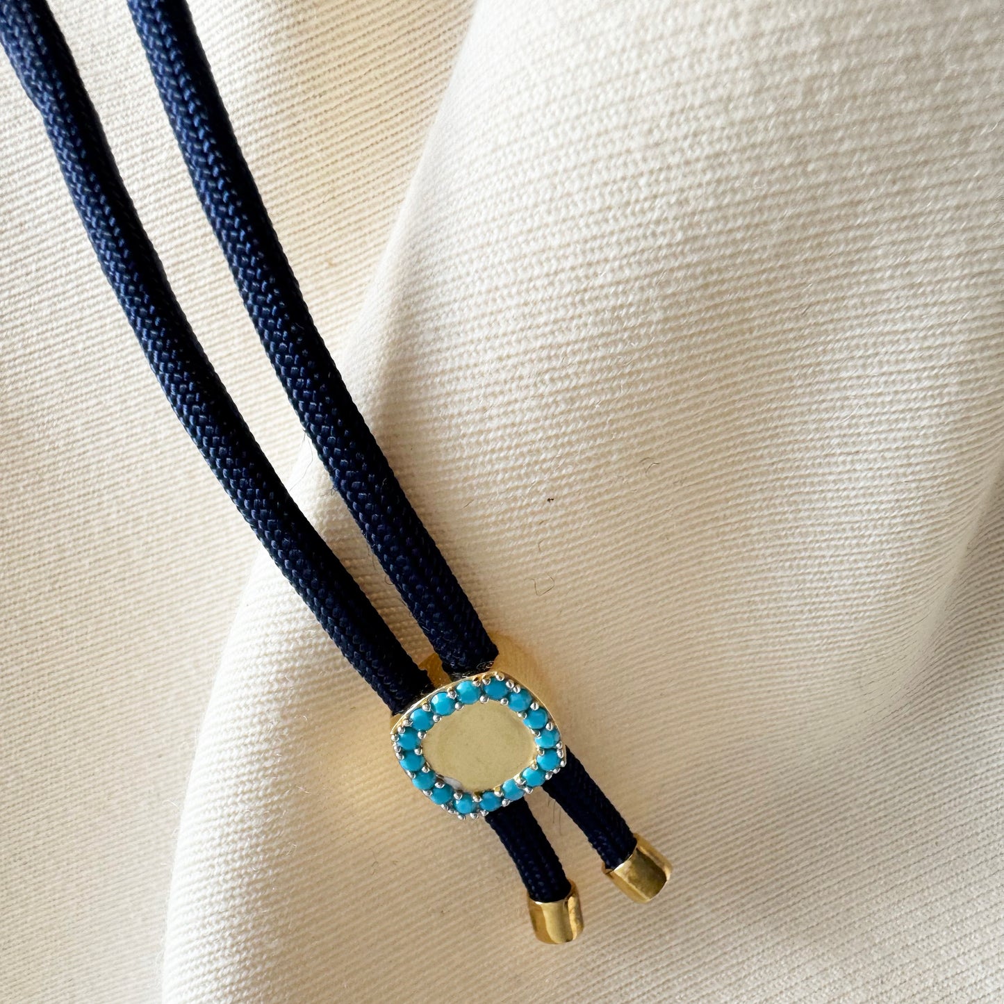 Dorsey Nano Turquoise and Diamond Paracord Necklace in Navy