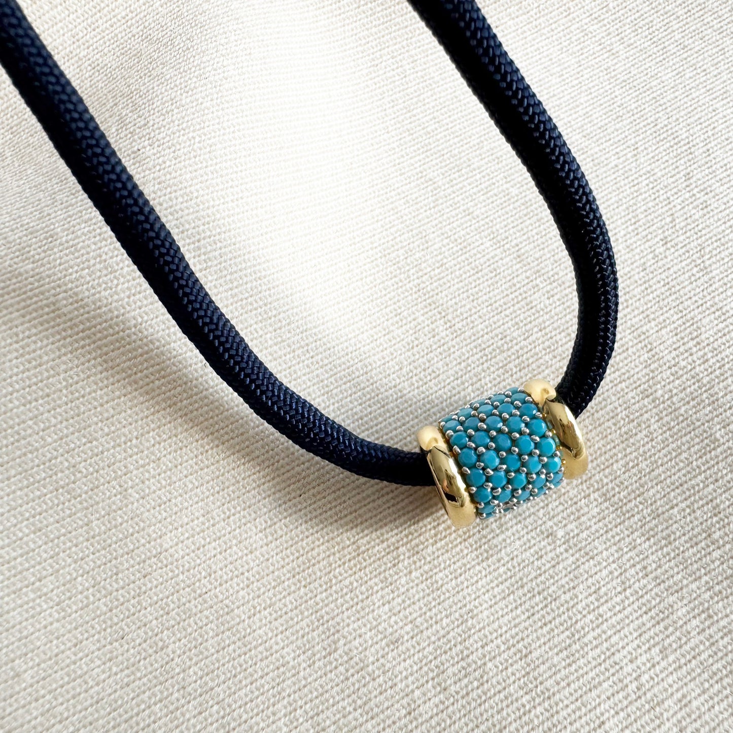 Dorsey Nano Turquoise and Diamond Paracord Necklace in Navy