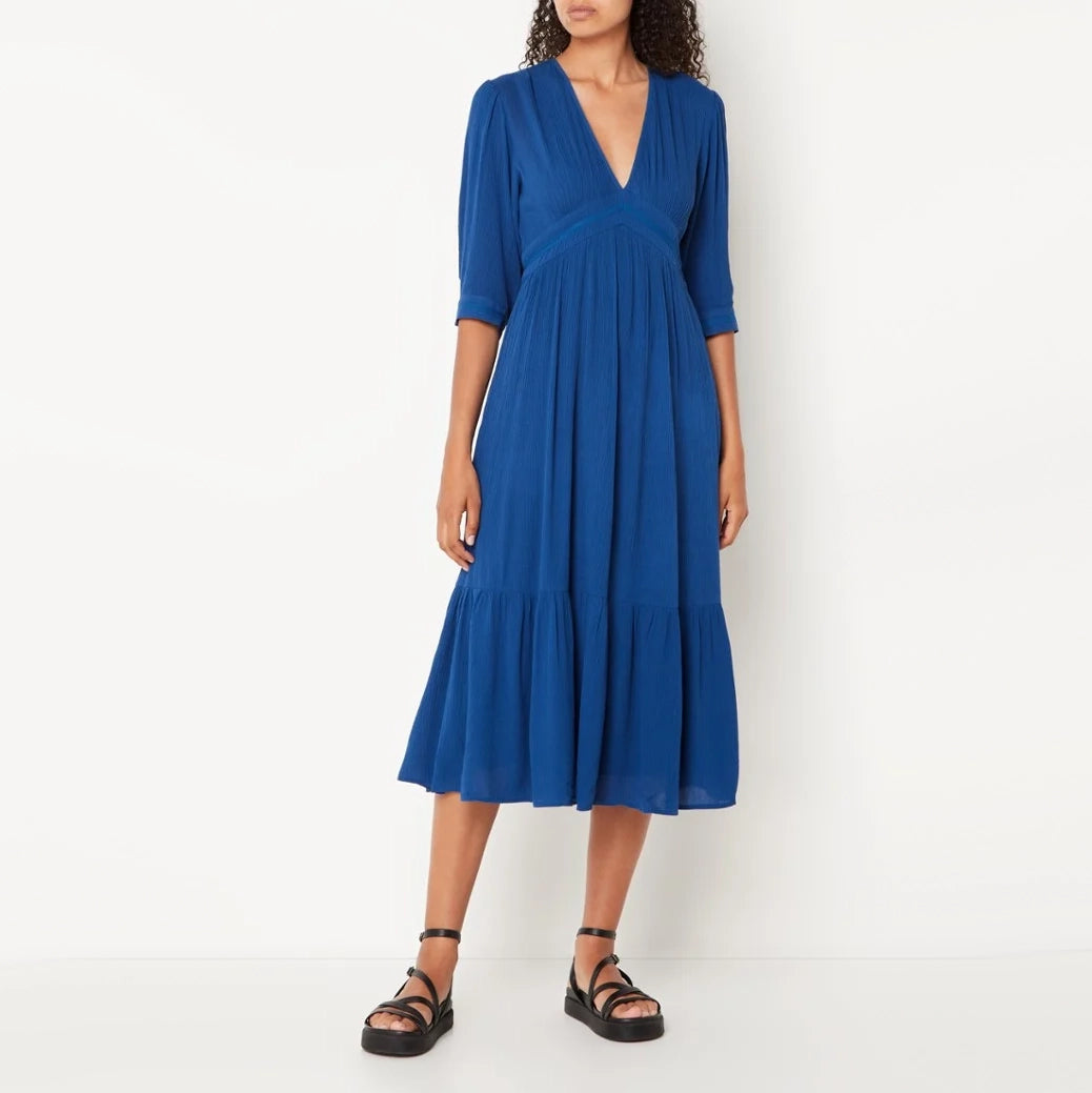 Ba&sh "Saturne" Midi Dress in Blue, size Small