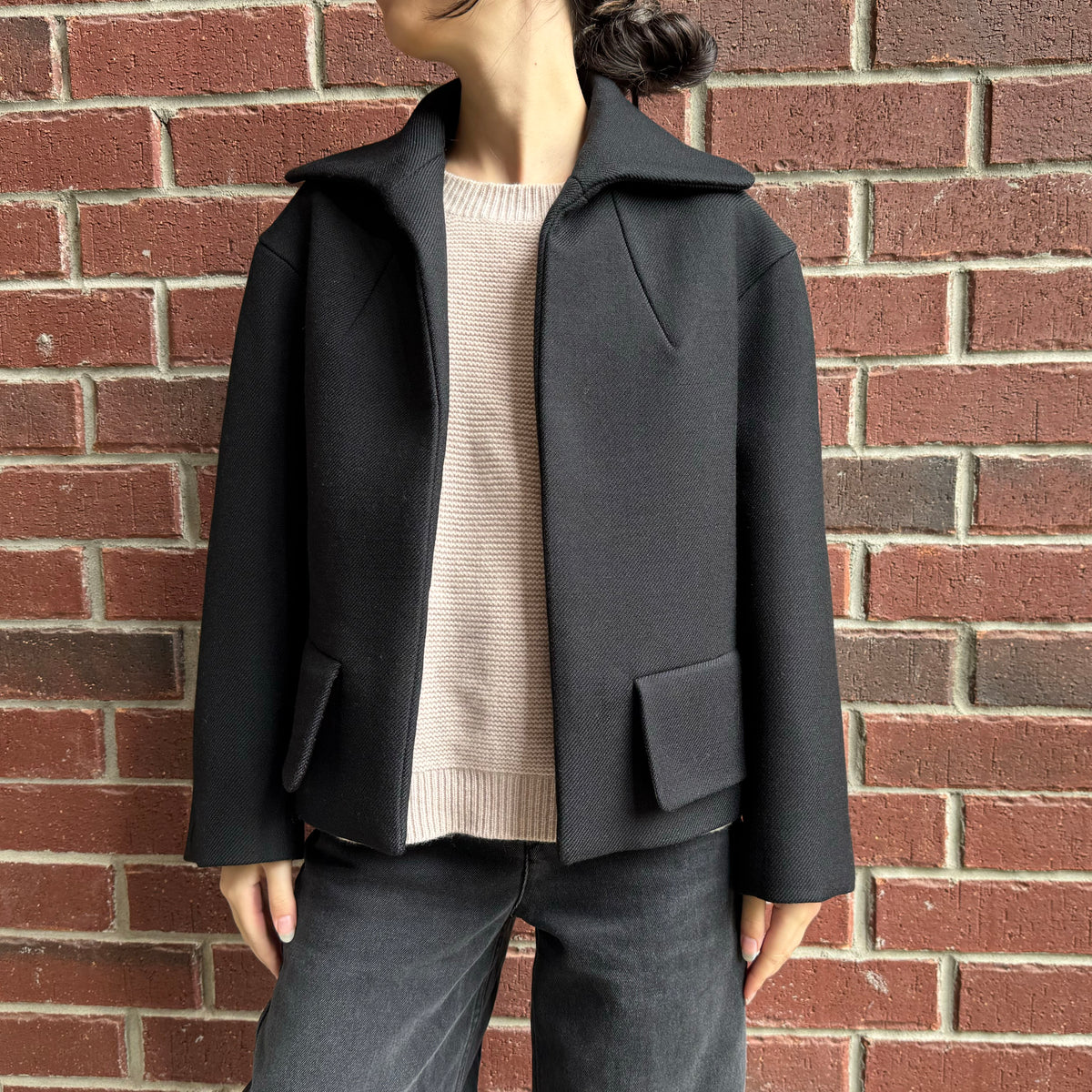Dries Van Noten Short Wool Jacket in Black, size XS