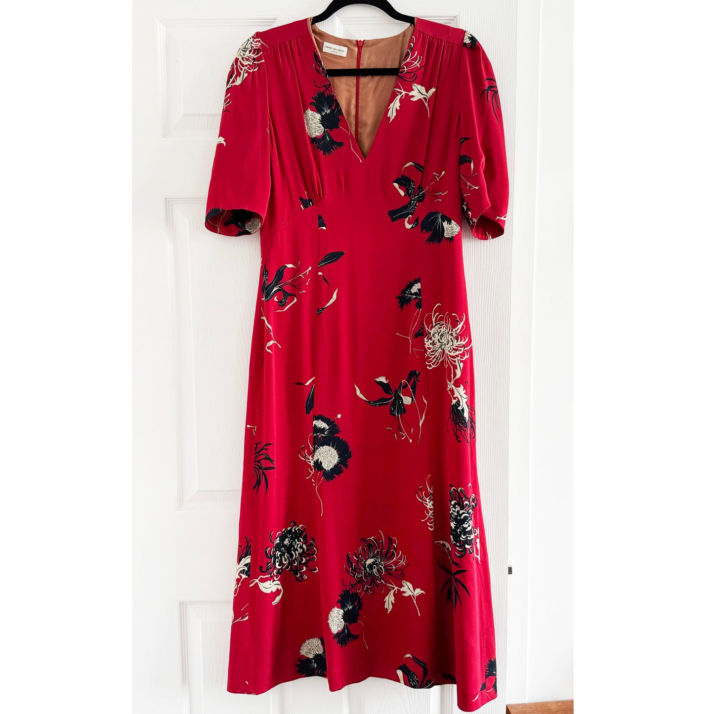 Dries Van Noten "Donale" Silk Dress in Red, size 40 (fits size 6)