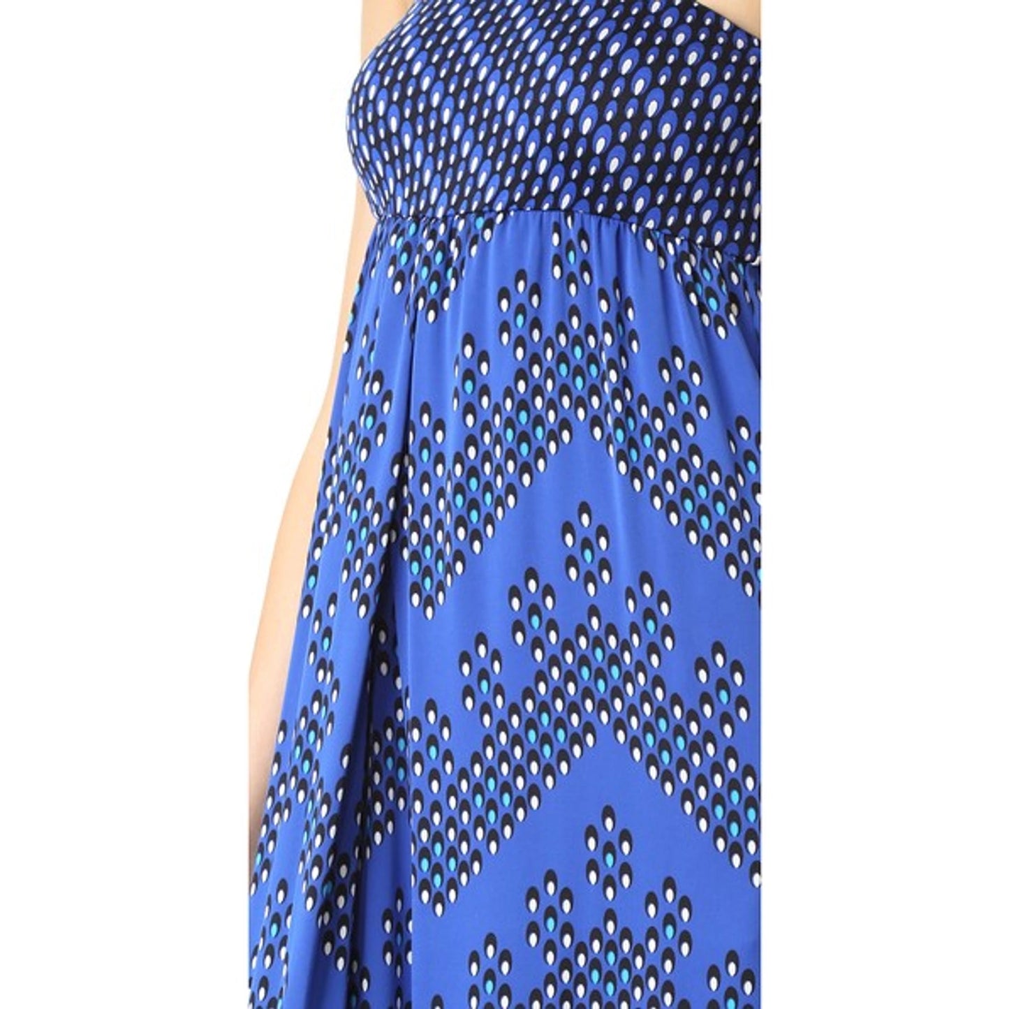Robe longue imprimée bleue DVF, taille 10