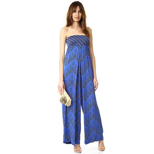 Robe longue imprimée bleue DVF, taille 10