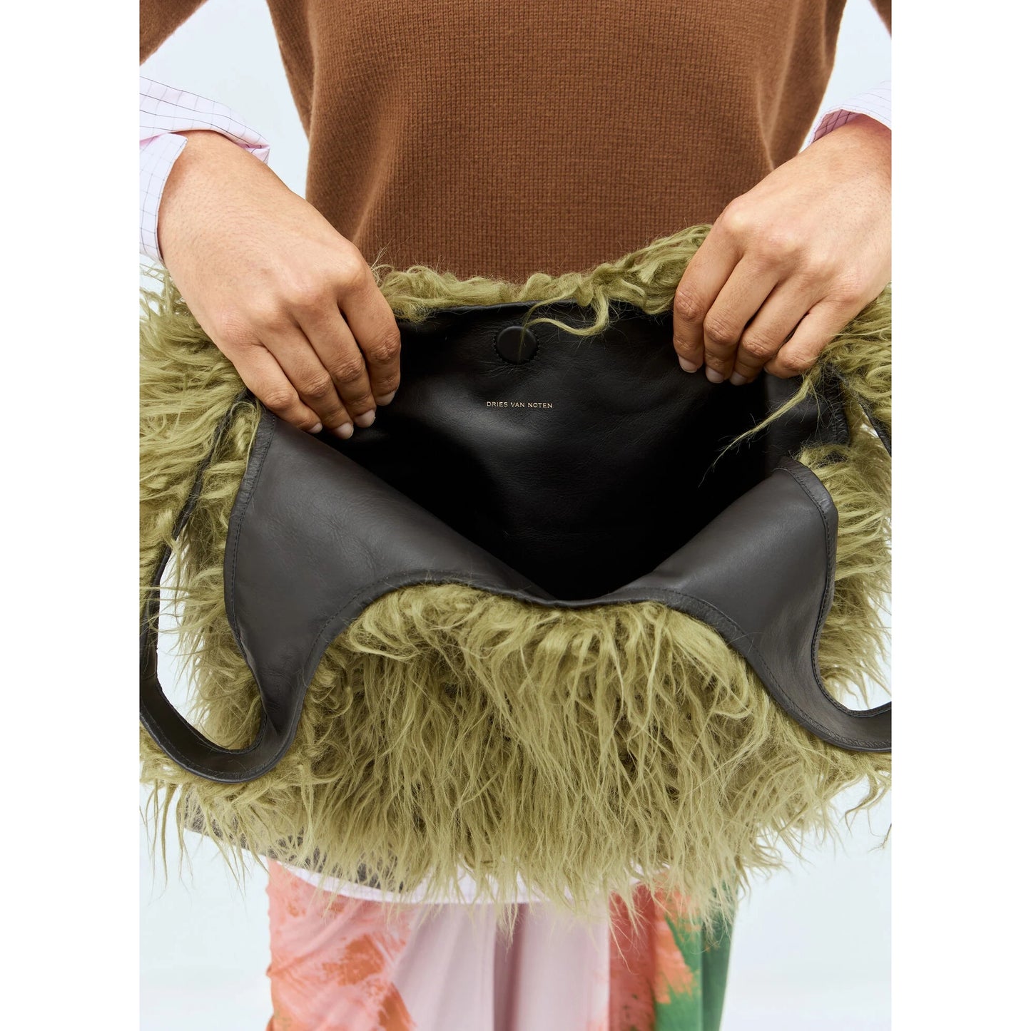 Dries Van Noten Fuzzy Tote Bag in Green
