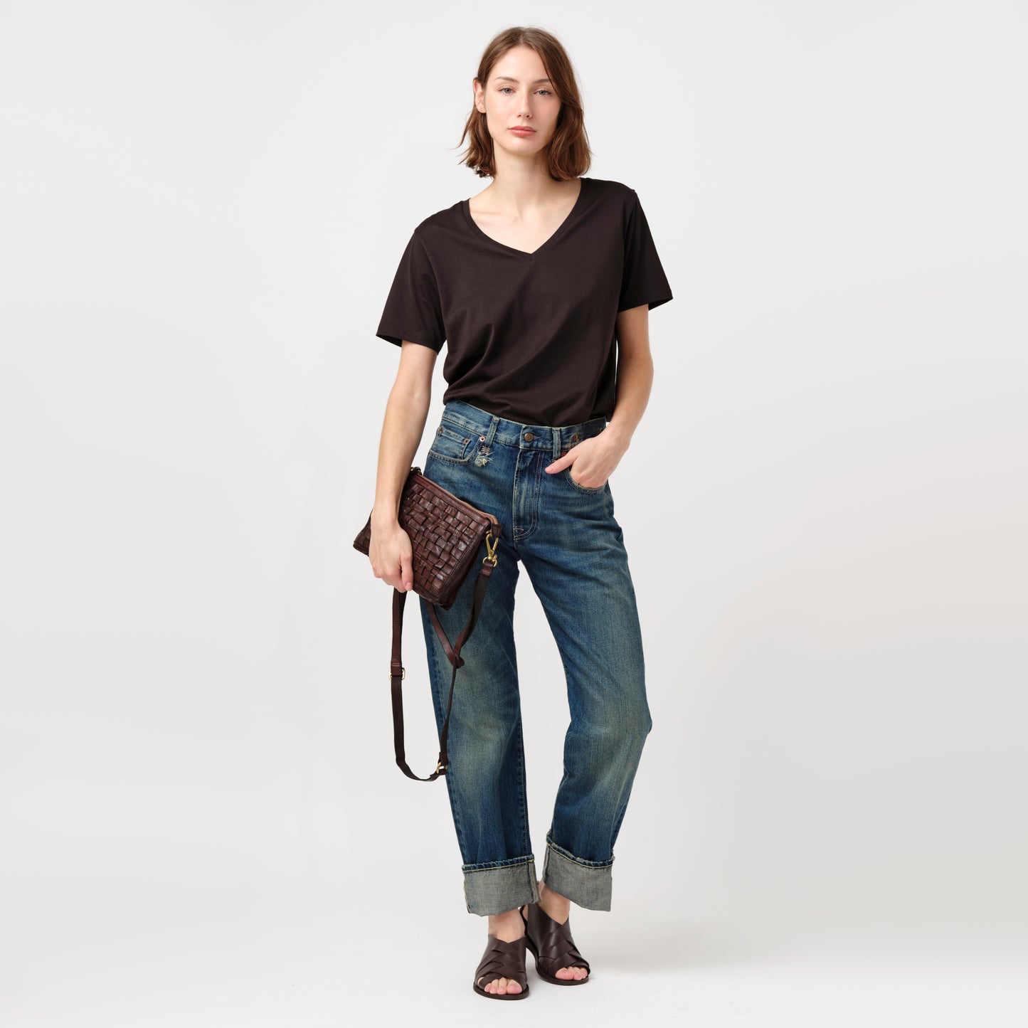 R13 *Limited Edition* Cuffed Boyfriend Jean in Adelaide Selvedge Blue, size 26