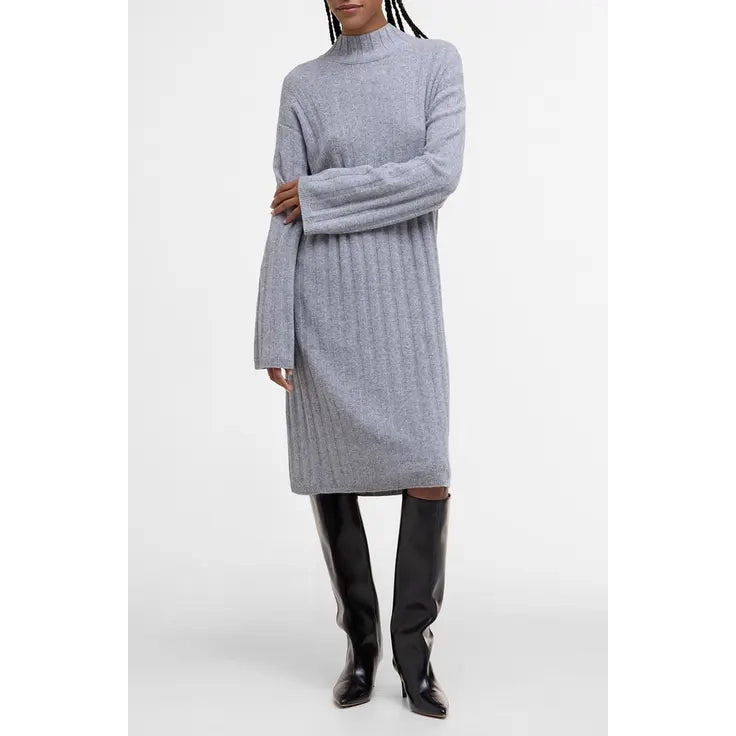 Barbour "Sophia" Ribbed Knit Dress in Grey, size Small