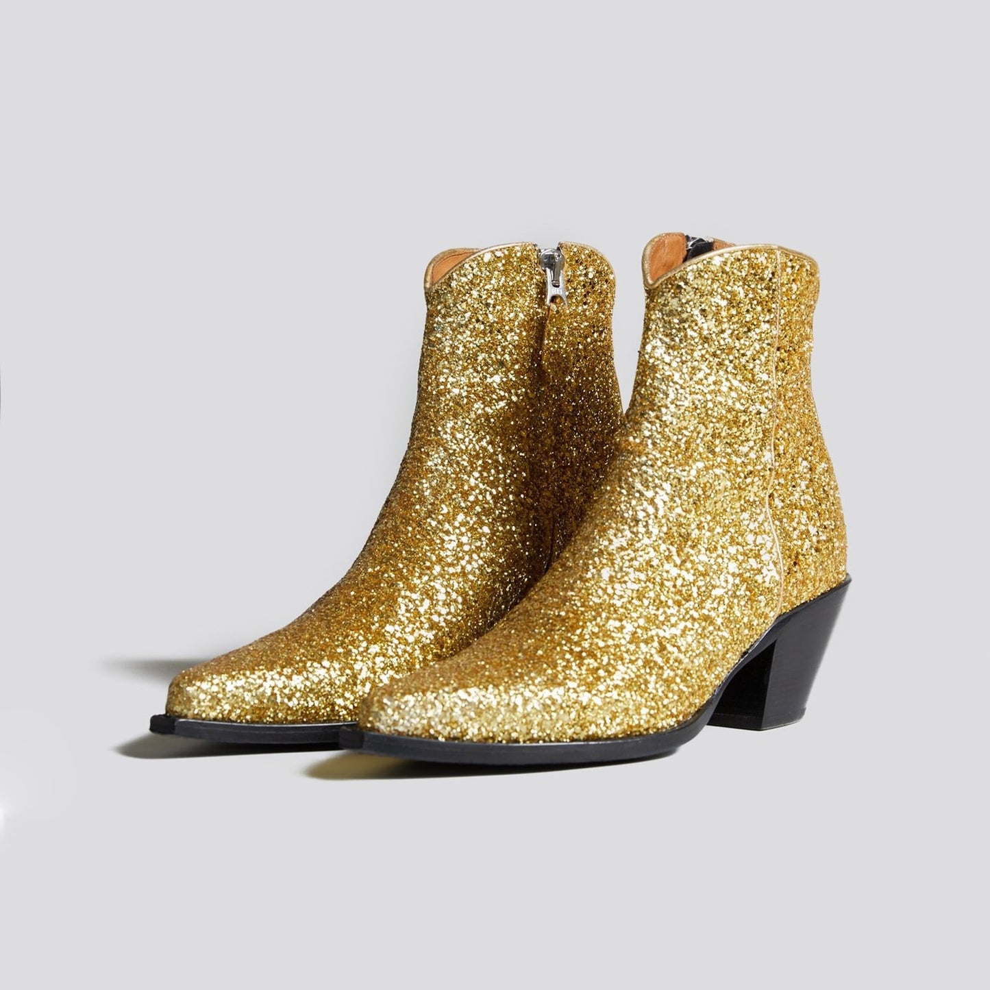 R13 Western Boots in Gold Sequin, size 41