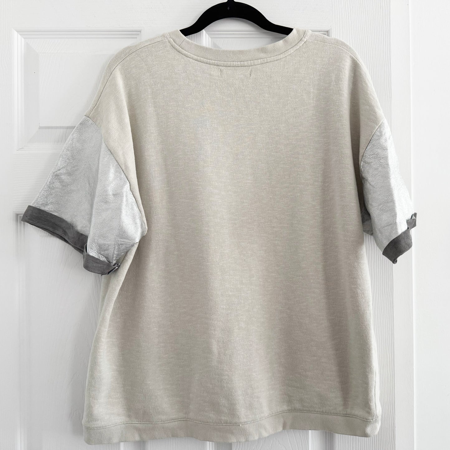 Each x Other Sweatshirt with Silver Leather Sleeves, size Large