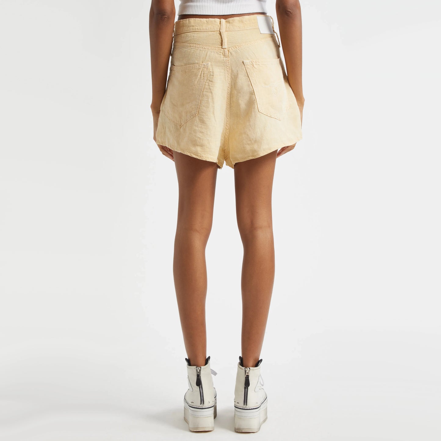 R13 "Double Loop Venti" Short in "Maize linen chambray", size 25 (fits 26 ish)