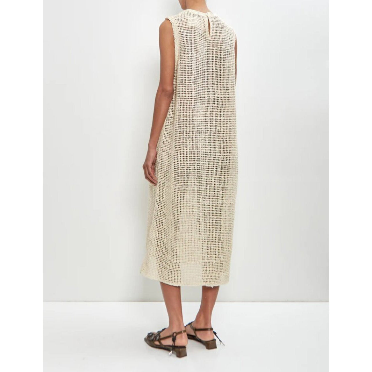 Eleph Netted Silk Dress in Ivory, size Small