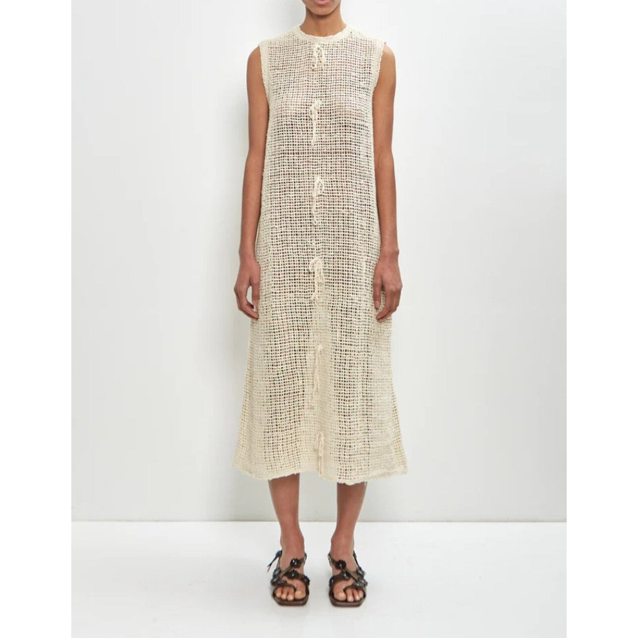 Eleph Netted Silk Dress in Ivory, size Small