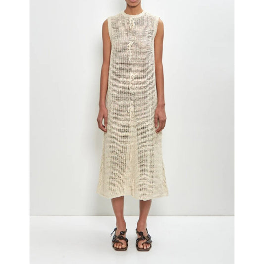 Eleph Netted Silk Dress in Ivory, size Small