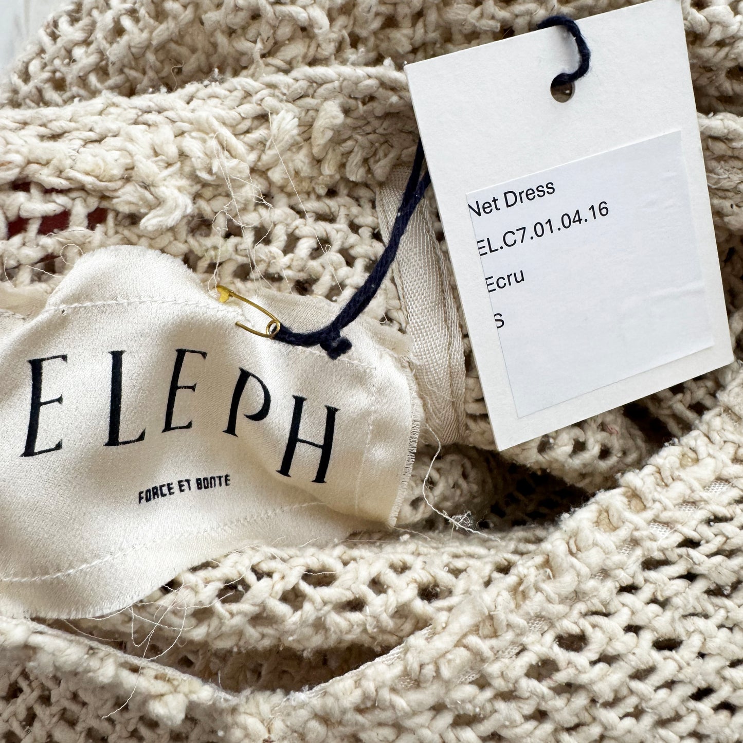 Eleph Netted Silk Dress in Ivory, size Small