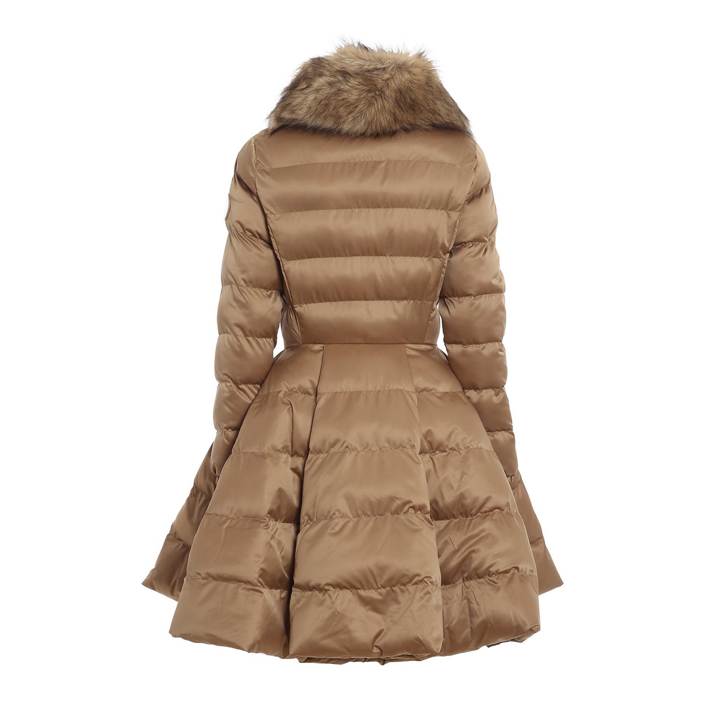 Elizabetta Franchi Flared Skirt Puffer in Beige, size 40IT (fits like size 2)