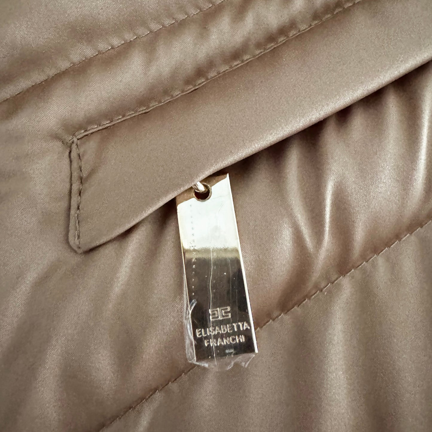 Elizabetta Franchi Flared Skirt Puffer in Beige, size 40IT (fits like size 2)